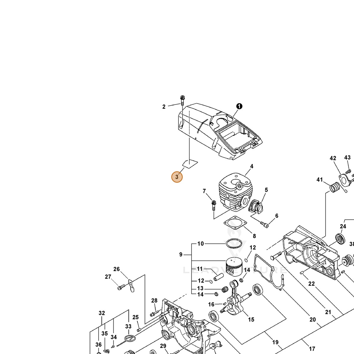 ECHO part V341000010 — IPL diagram snippet (6x zoom, amber highlight)