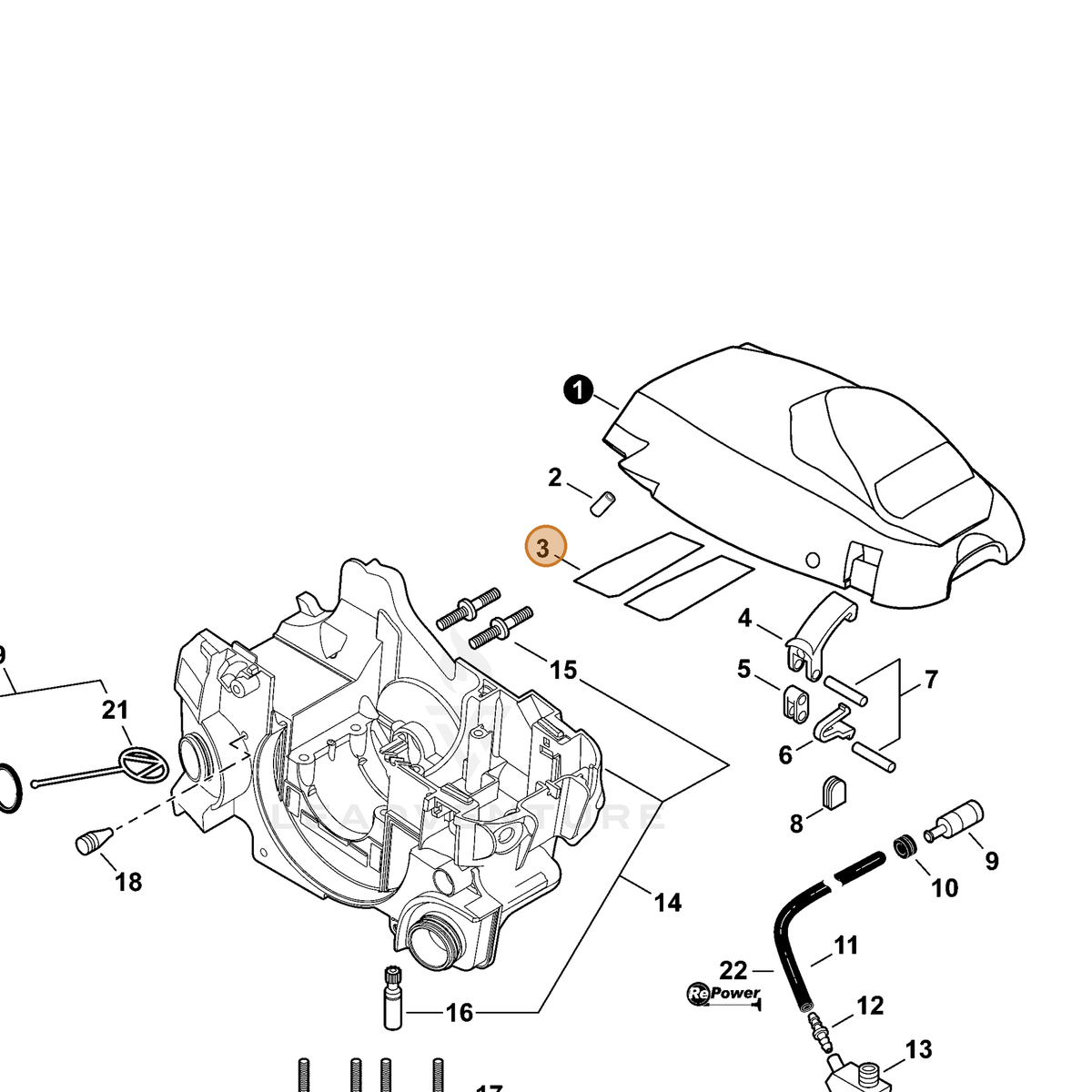 ECHO part V341000120 — IPL diagram snippet (6x zoom, amber highlight)