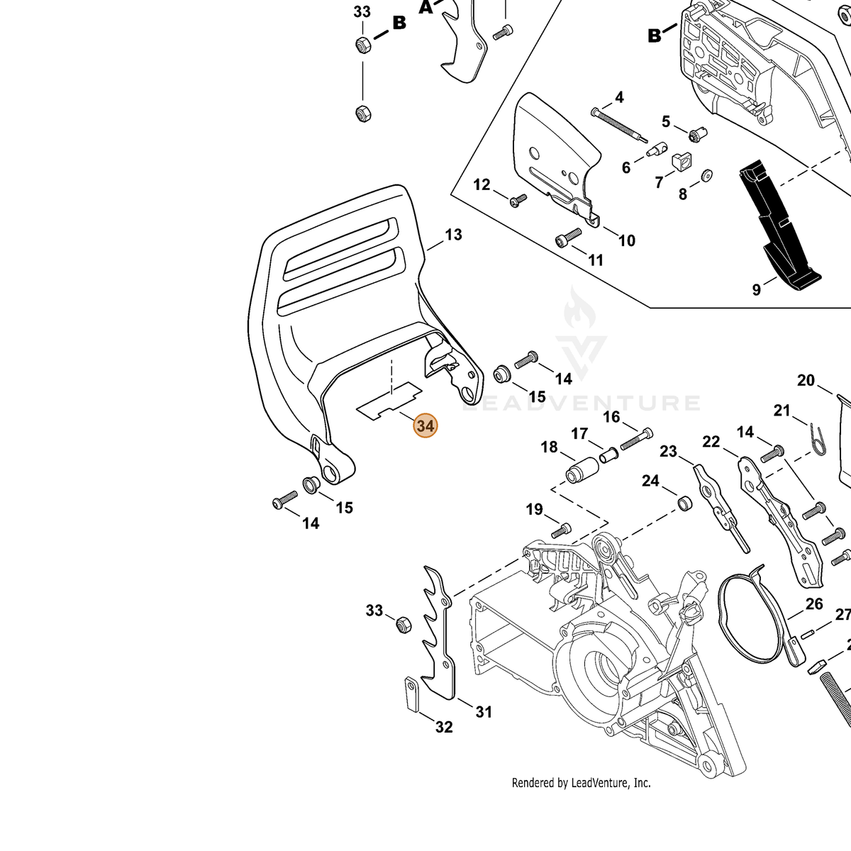 ECHO part V341000131 — IPL diagram snippet (6x zoom, amber highlight)