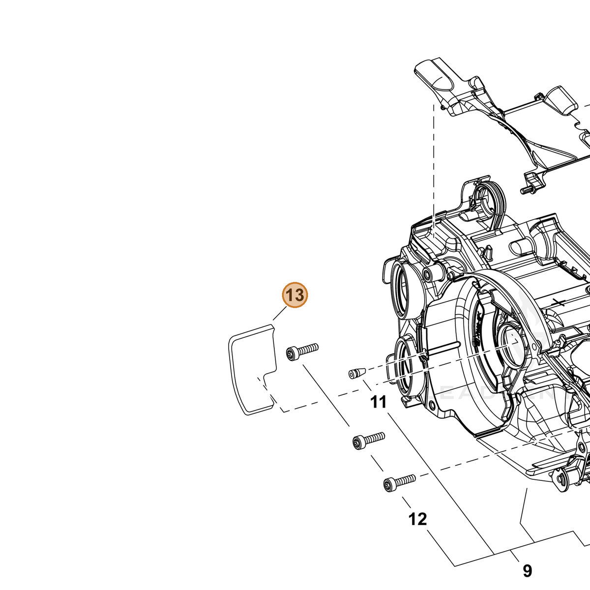 ECHO part V341000201 — IPL diagram snippet (6x zoom, amber highlight)