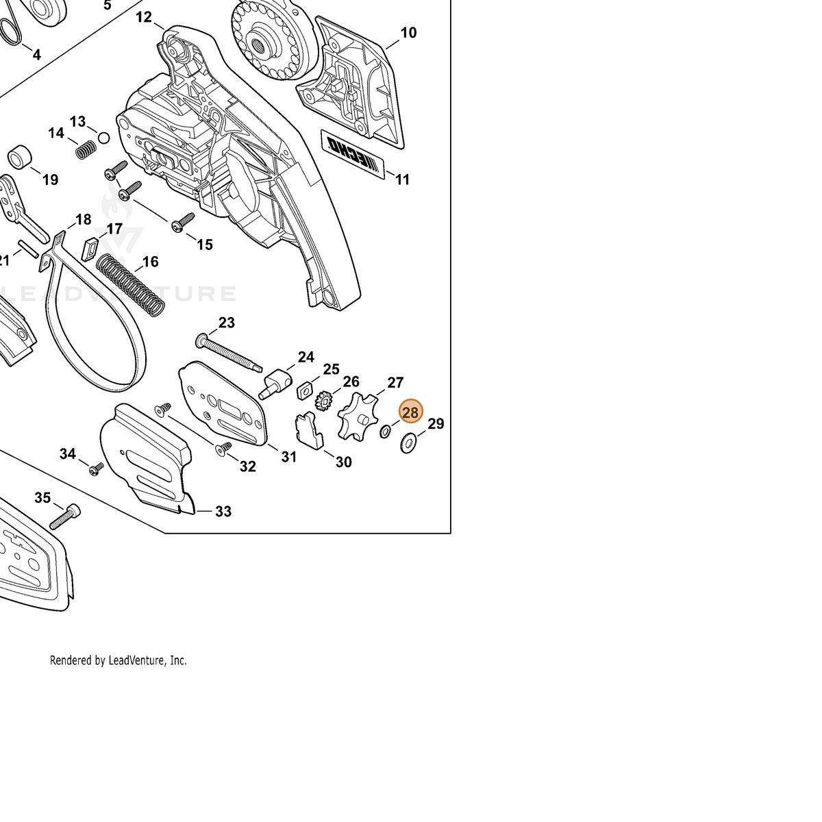 ECHO part V346000130 — IPL diagram snippet (6x zoom, amber highlight)