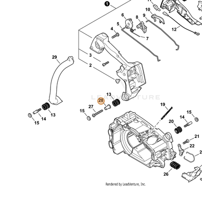 ECHO part V352000020 — IPL diagram snippet (6x zoom, amber highlight)