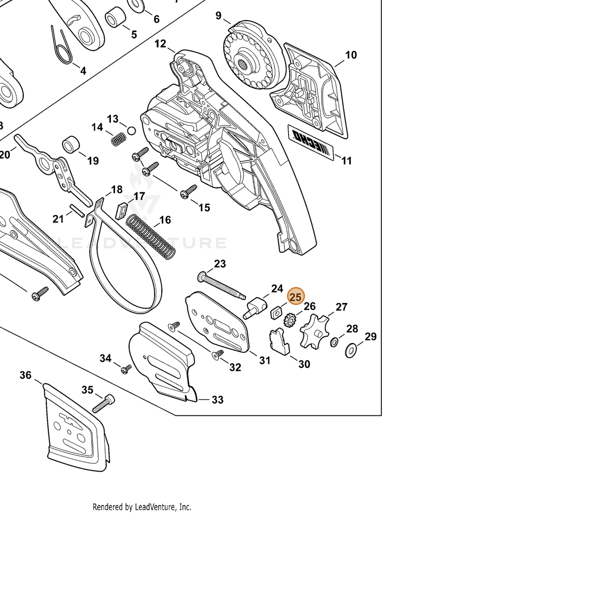 ECHO part V352000280 — IPL diagram snippet (6x zoom, amber highlight)