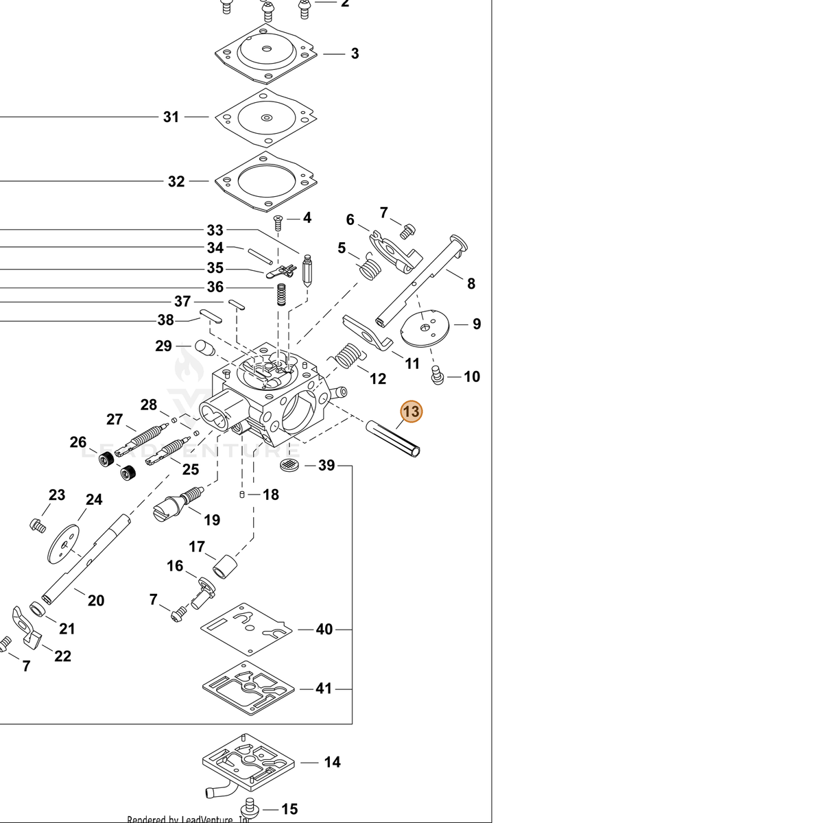 ECHO part V352000340 — IPL diagram snippet (6x zoom, amber highlight)