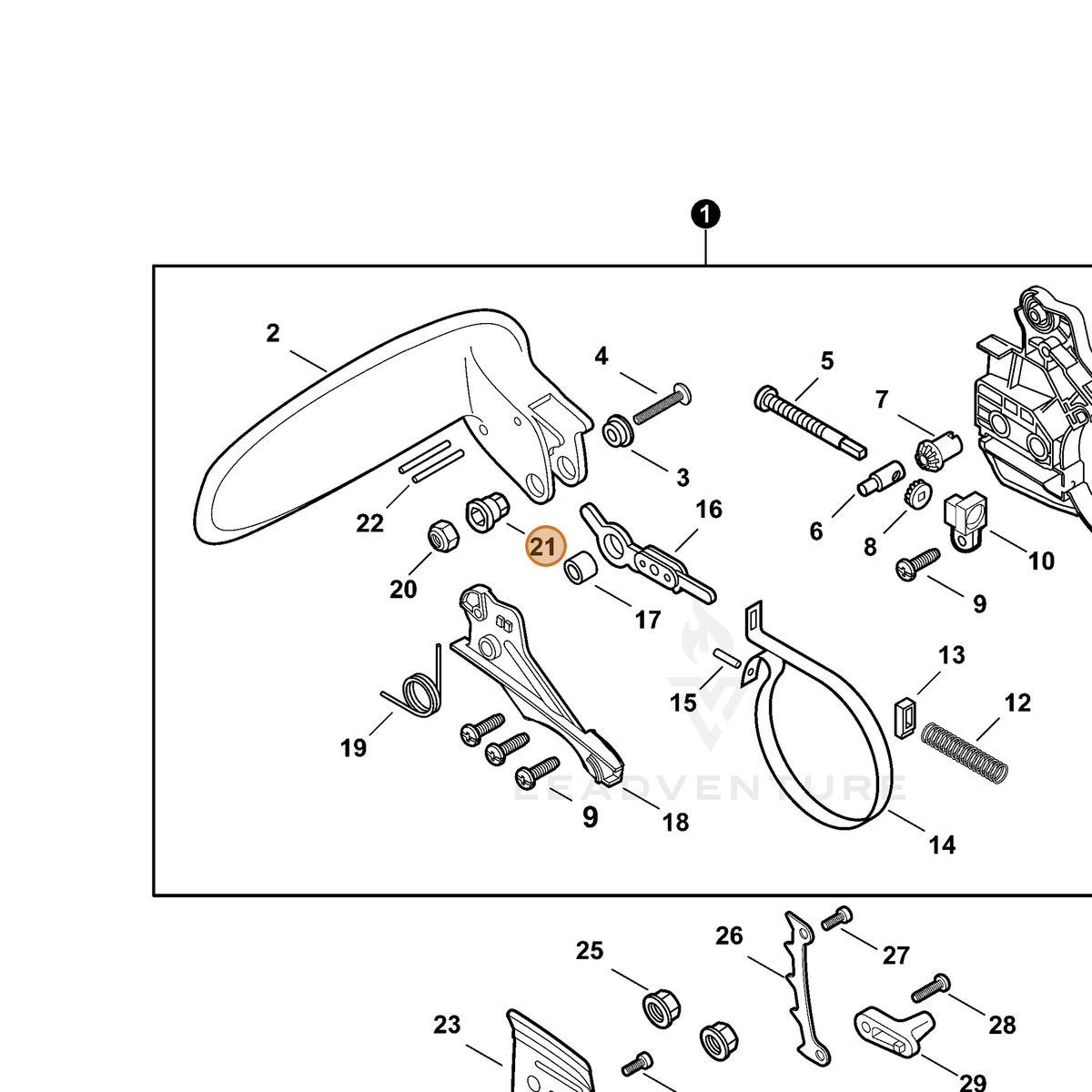 ECHO part V353000060 — IPL diagram snippet (6x zoom, amber highlight)