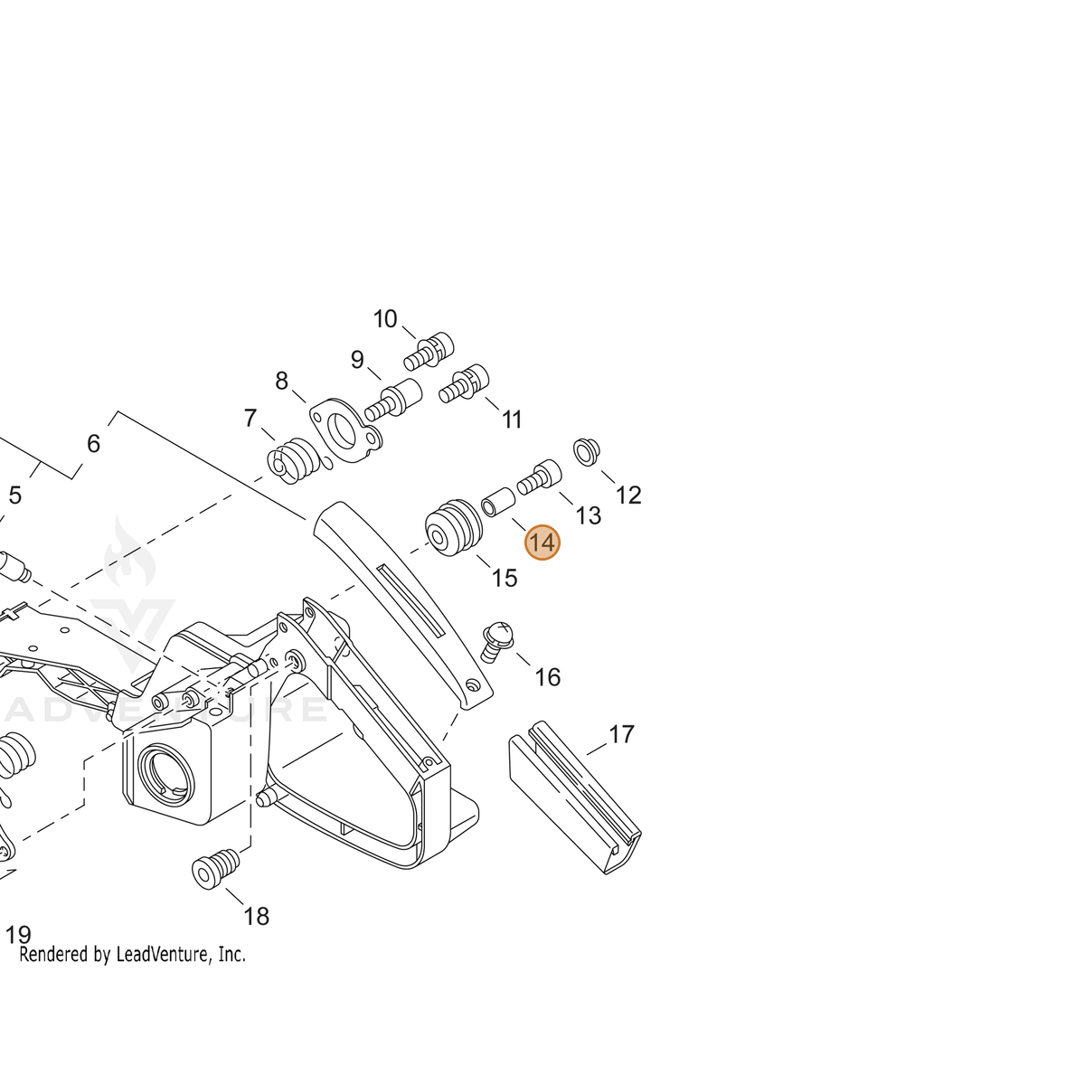 ECHO part V353000110 — IPL diagram snippet (6x zoom, amber highlight)