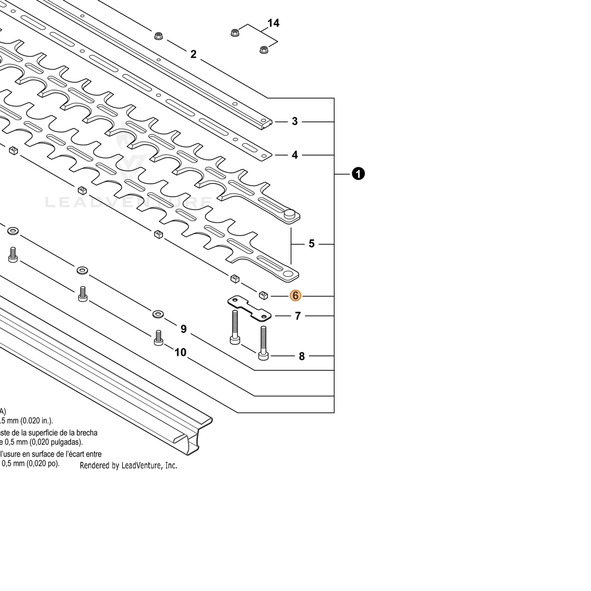 ECHO part V353000250 — IPL diagram snippet (6x zoom, amber highlight)