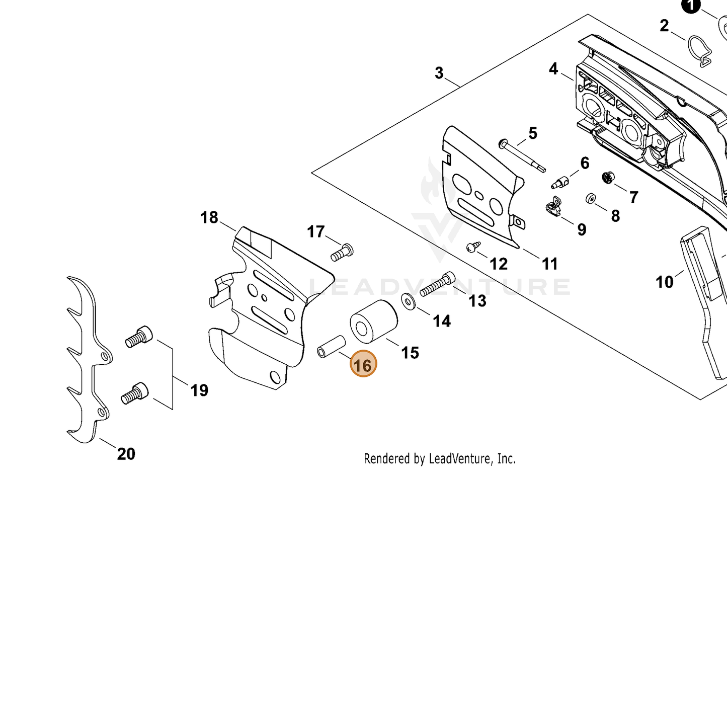 ECHO part V353000460 — IPL diagram snippet (6x zoom, amber highlight)
