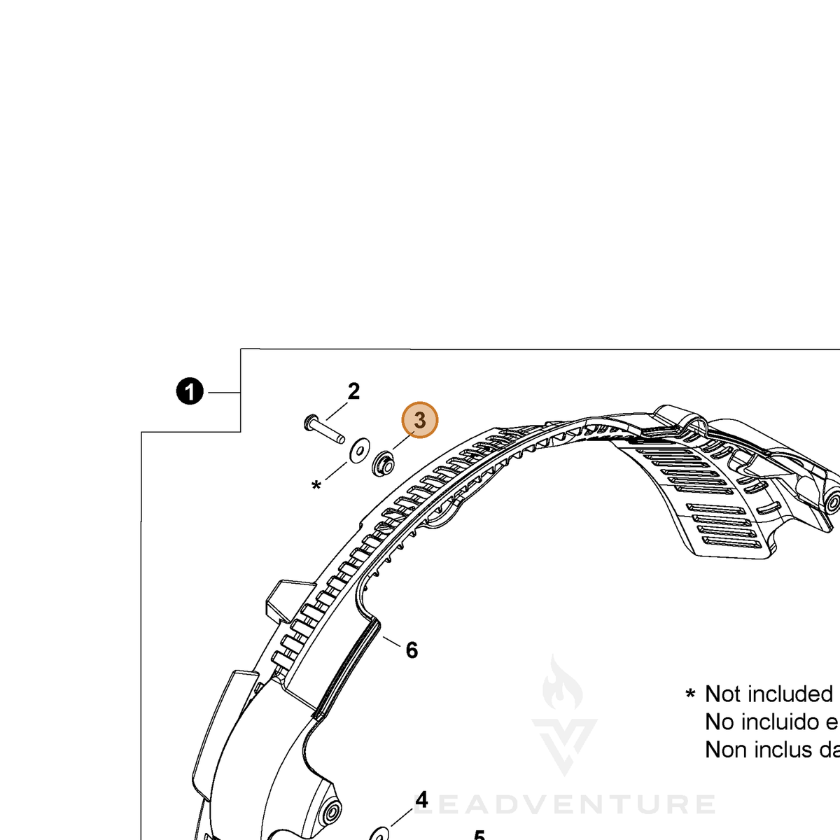 ECHO part V353000800 — IPL diagram snippet (6x zoom, amber highlight)