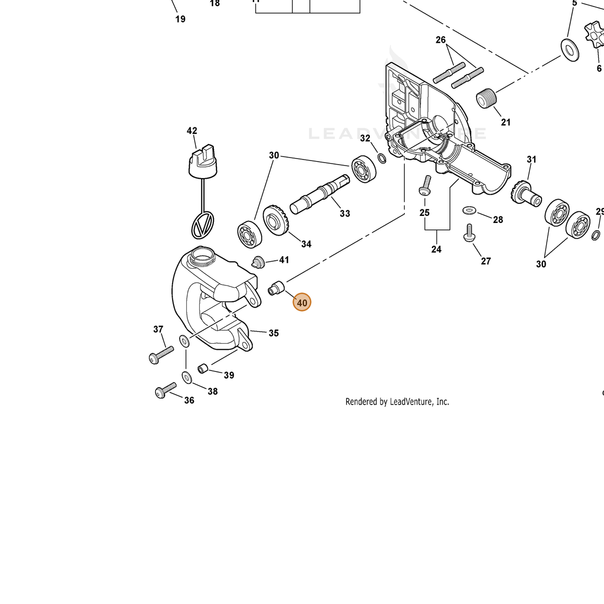 ECHO part V354000010 — IPL diagram snippet (6x zoom, amber highlight)