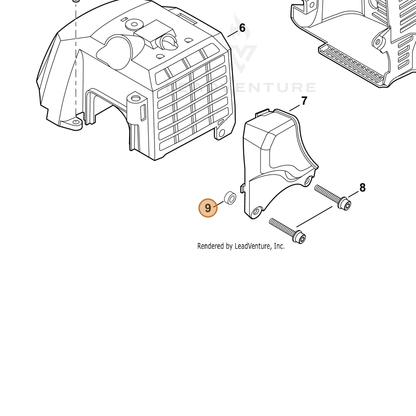 ECHO part V354000100 — IPL diagram snippet (6x zoom, amber highlight)