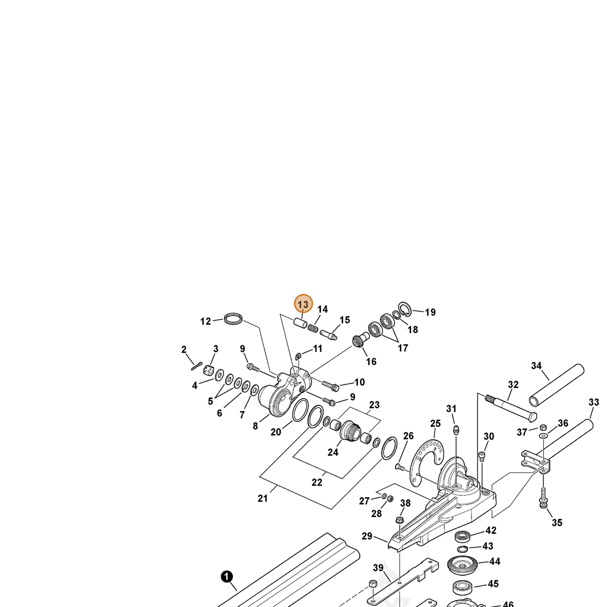 ECHO part V355000310 — IPL diagram snippet (6x zoom, amber highlight)