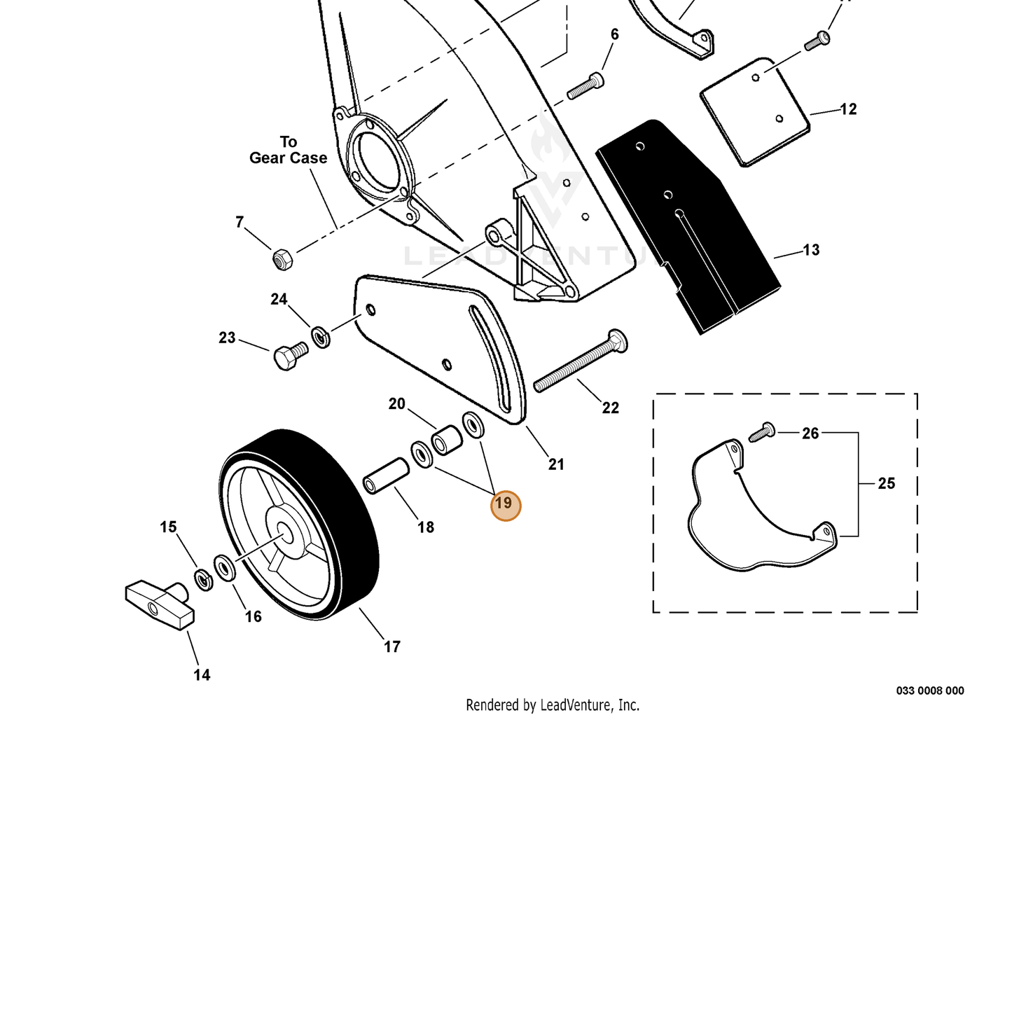 ECHO part V355000400 — IPL diagram snippet (6x zoom, amber highlight)