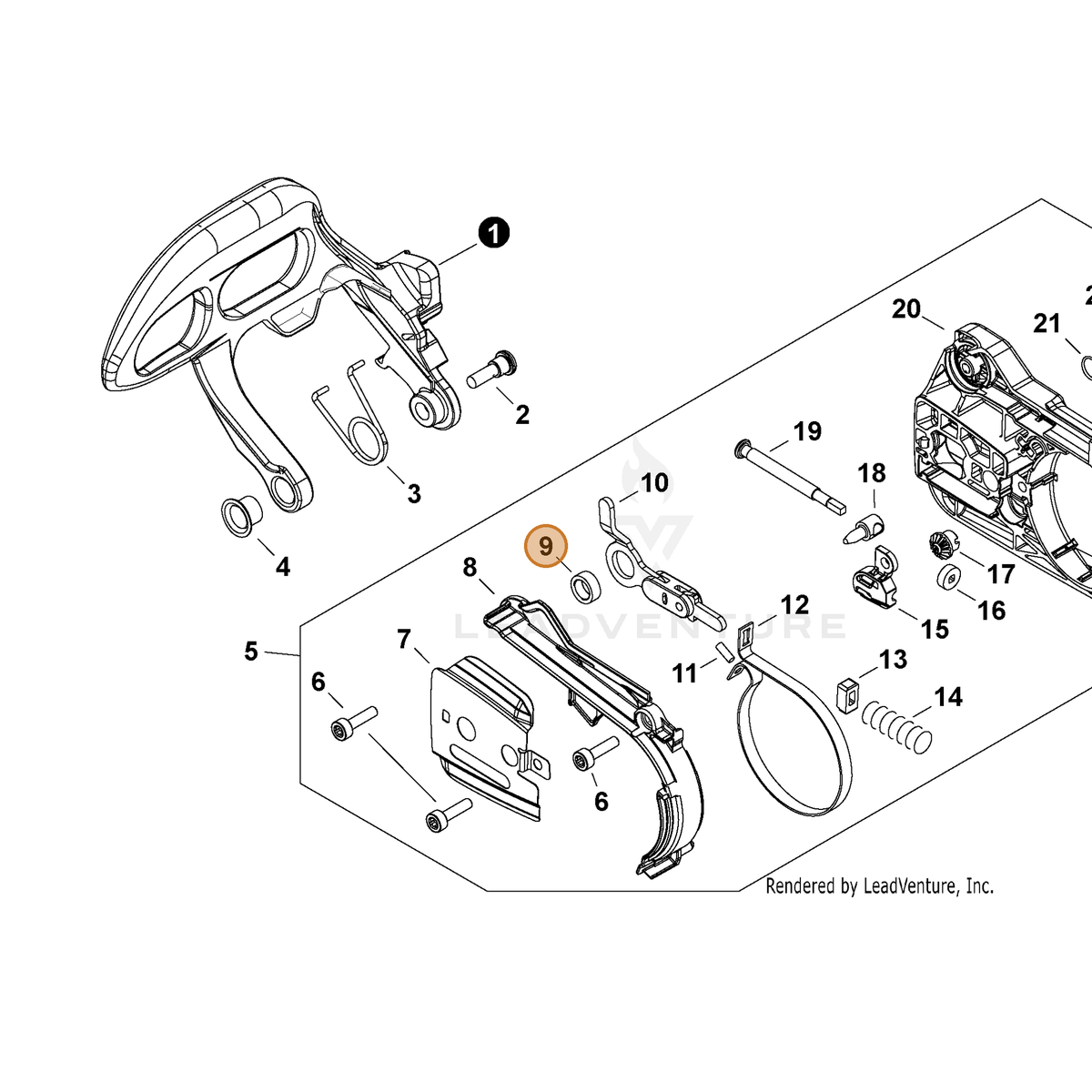 ECHO part V355000860 — IPL diagram snippet (6x zoom, amber highlight)