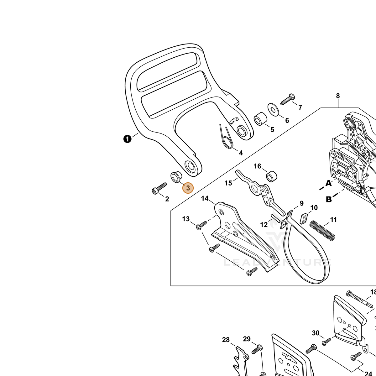 ECHO part V356000300 — IPL diagram snippet (6x zoom, amber highlight)