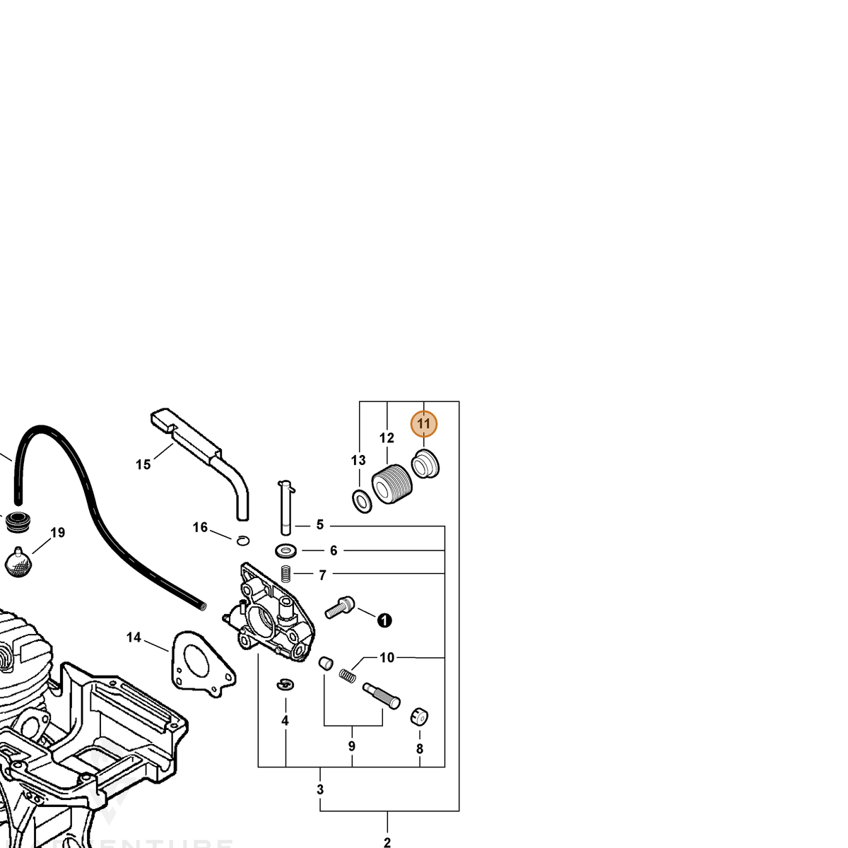 ECHO part V356000352 — IPL diagram snippet (6x zoom, amber highlight)