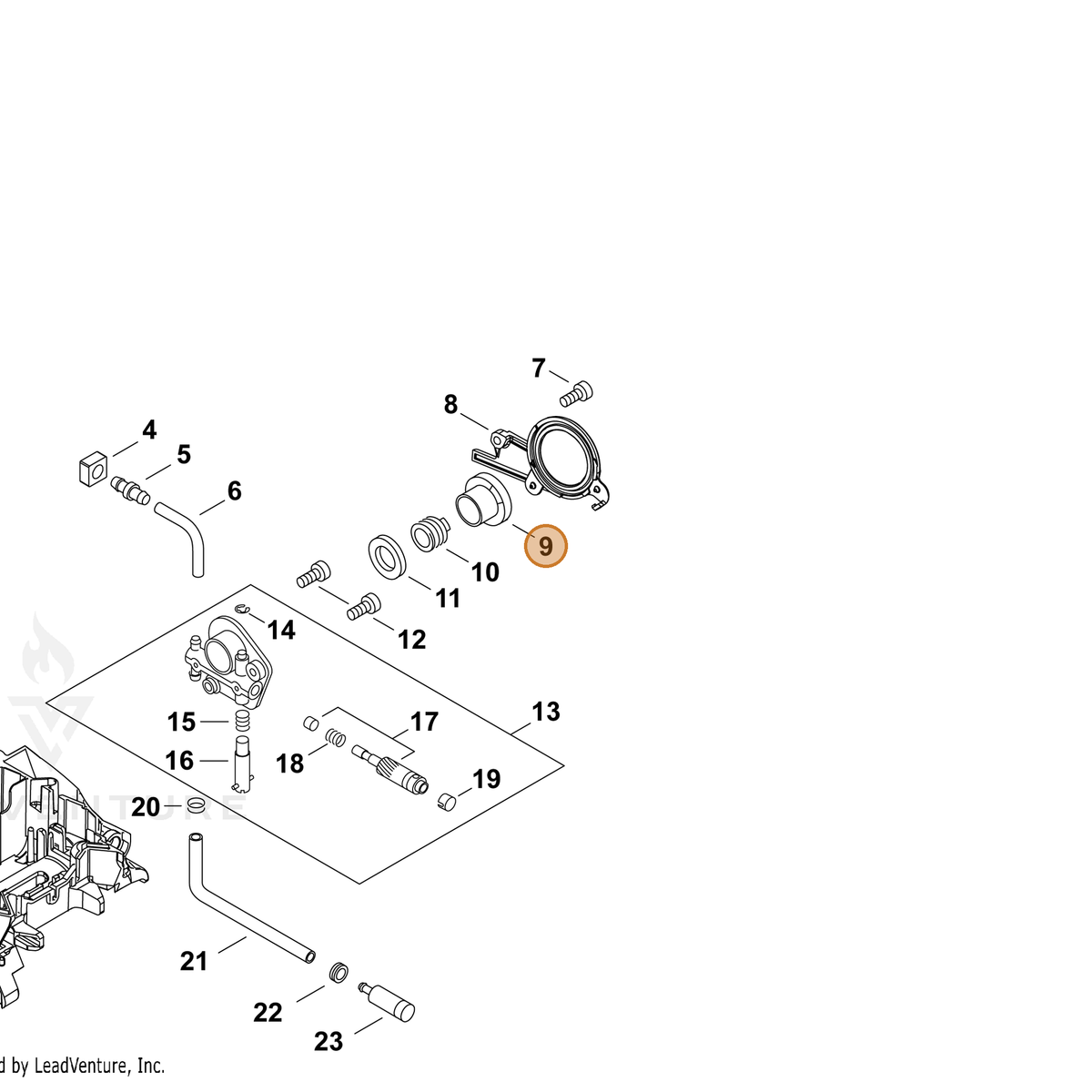 ECHO part V356000390 — IPL diagram snippet (6x zoom, amber highlight)