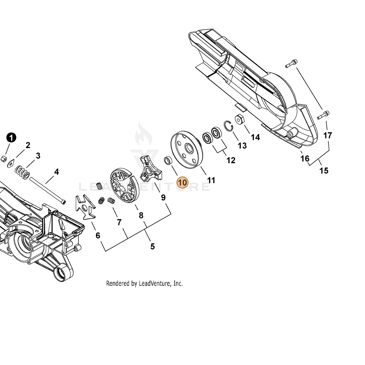 ECHO part V357000390 — IPL diagram snippet (6x zoom, amber highlight)