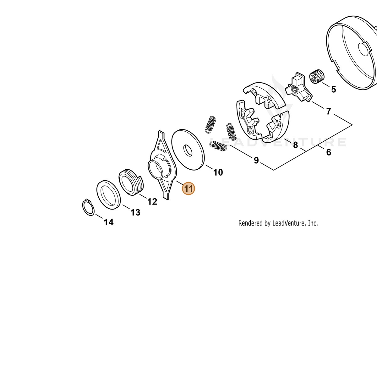ECHO part V358000090 — IPL diagram snippet (6x zoom, amber highlight)