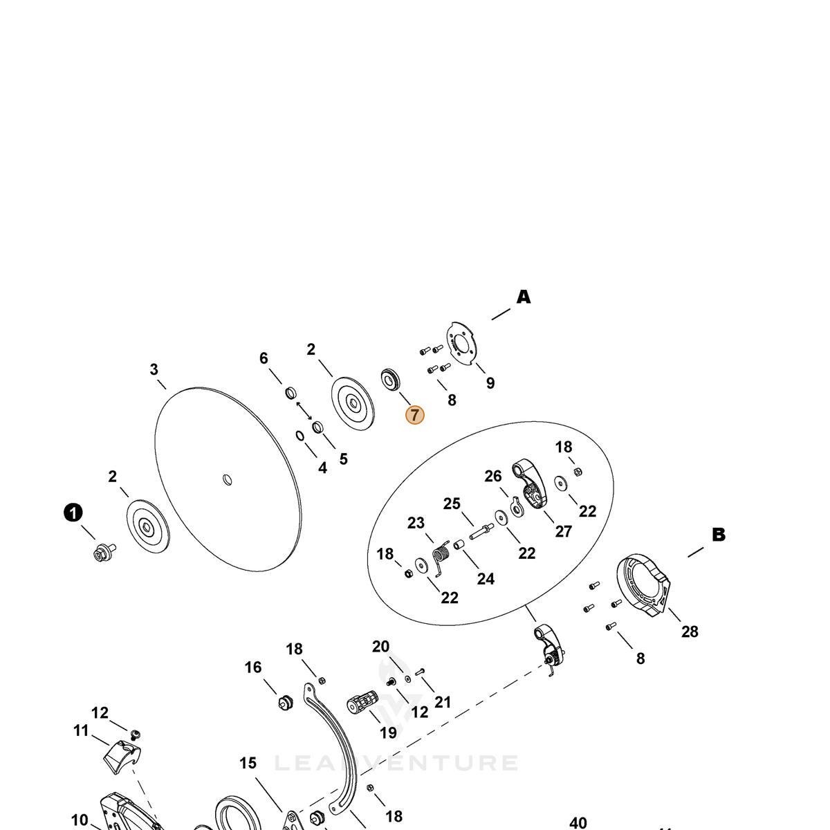 ECHO part V360000320 — IPL diagram snippet (6x zoom, amber highlight)