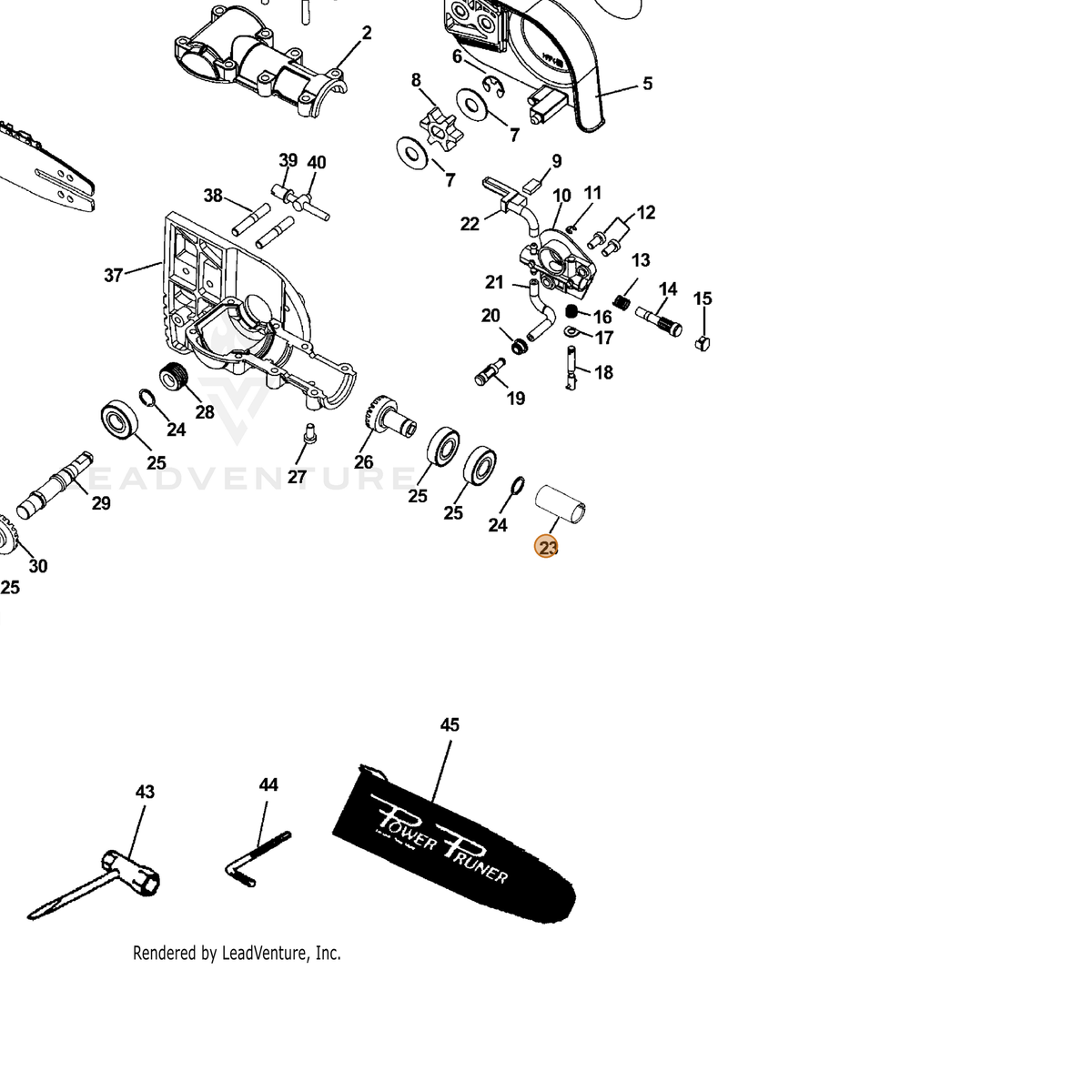 ECHO part V362000010 — IPL diagram snippet (6x zoom, amber highlight)