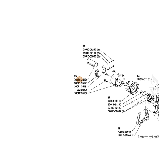 Echo part V363000150 — IPL diagram snippet (6x zoom, amber highlight)