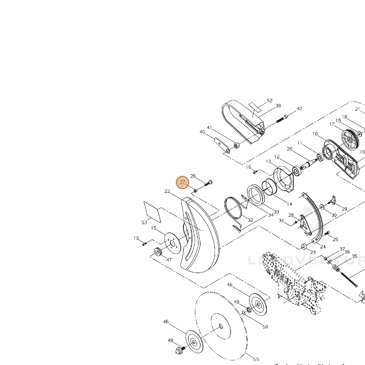 Echo part V375000370 — IPL diagram snippet (6x zoom, amber highlight)