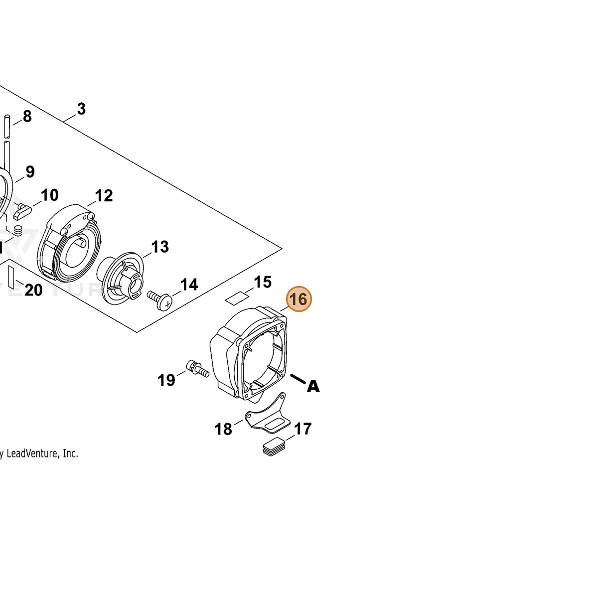 ECHO part V376000160 — IPL diagram snippet (6x zoom, amber highlight)