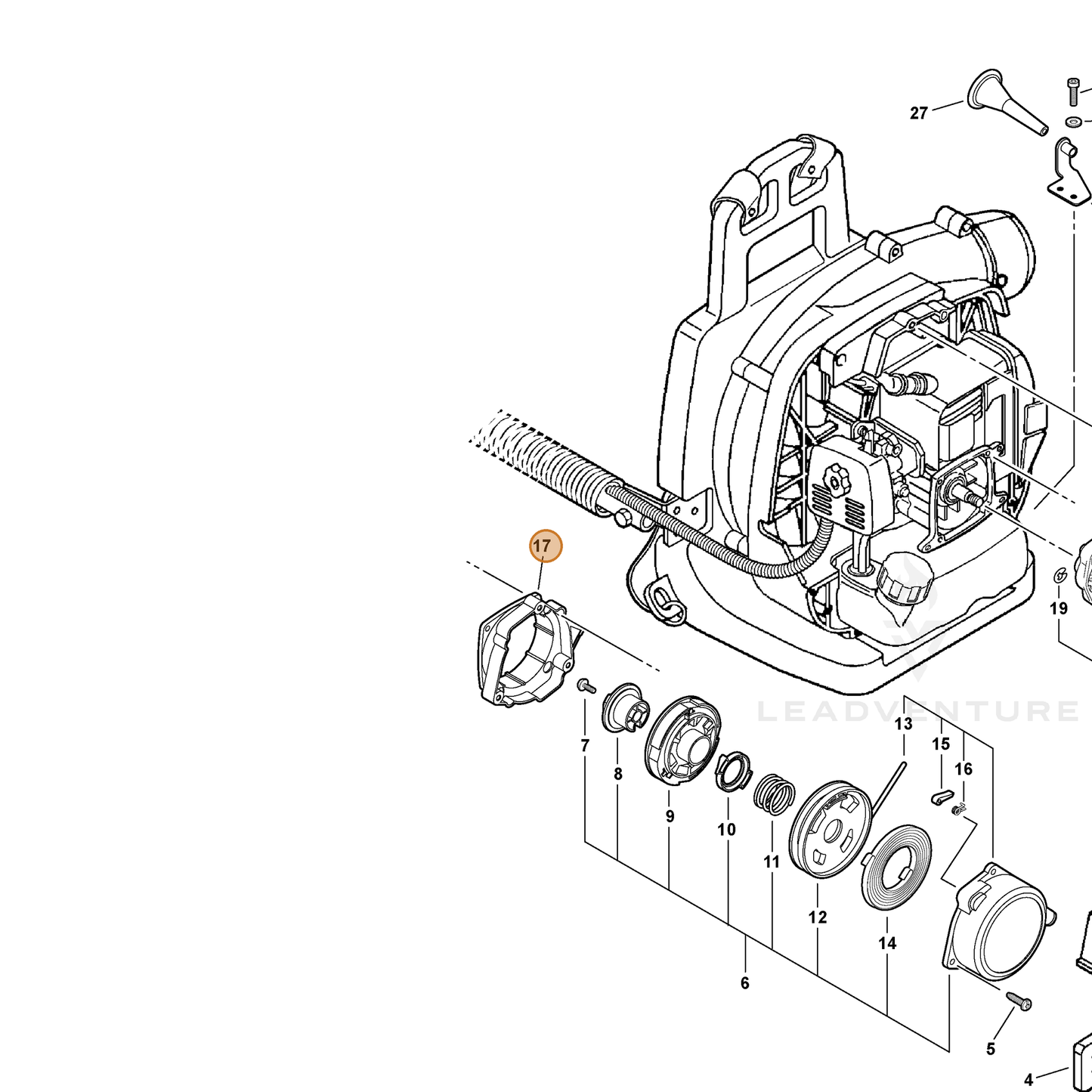 ECHO part V376000310 — IPL diagram snippet (6x zoom, amber highlight)