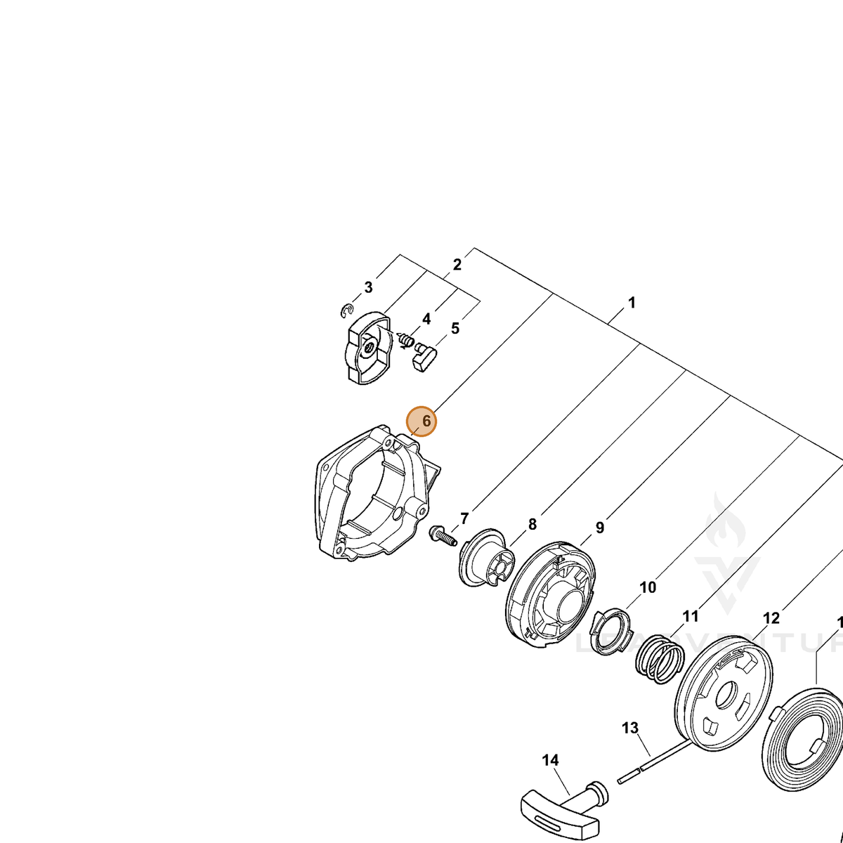 ECHO part V376000350 — IPL diagram snippet (6x zoom, amber highlight)