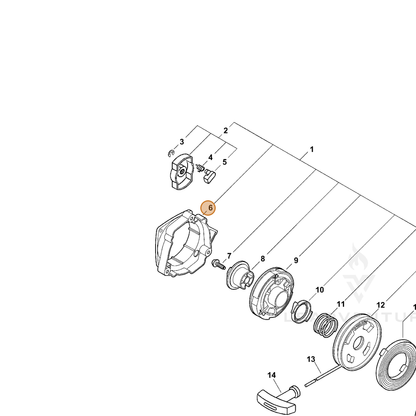 ECHO part V376000350 — IPL diagram snippet (6x zoom, amber highlight)