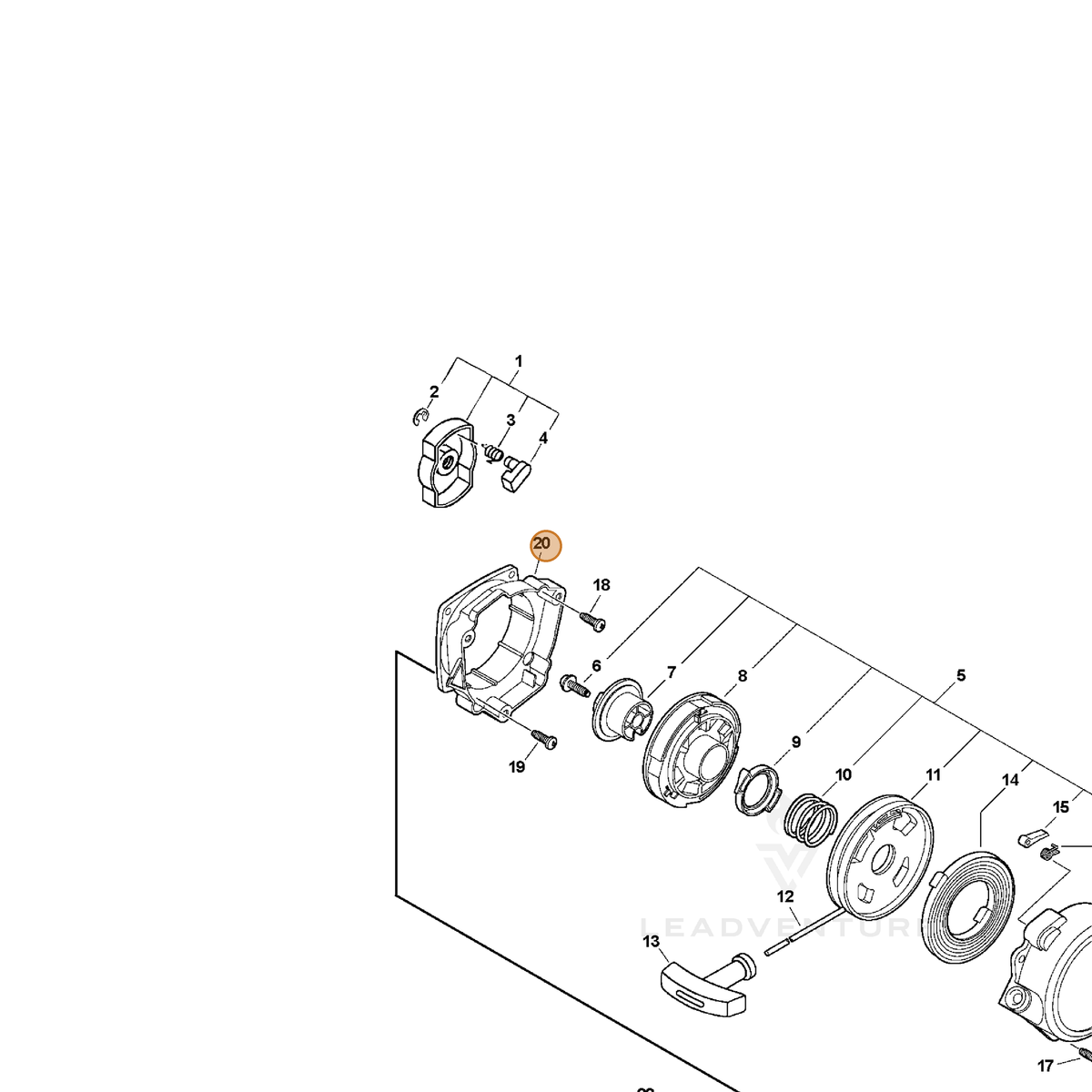 ECHO part V376000361 — IPL diagram snippet (6x zoom, amber highlight)