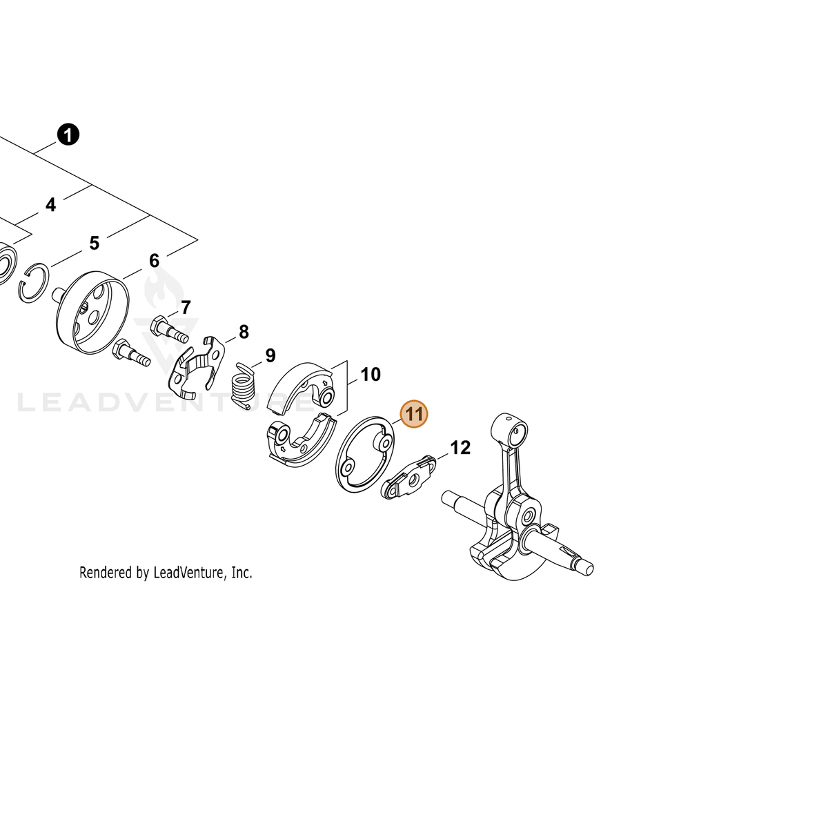 ECHO part V376001650 — IPL diagram snippet (6x zoom, amber highlight)