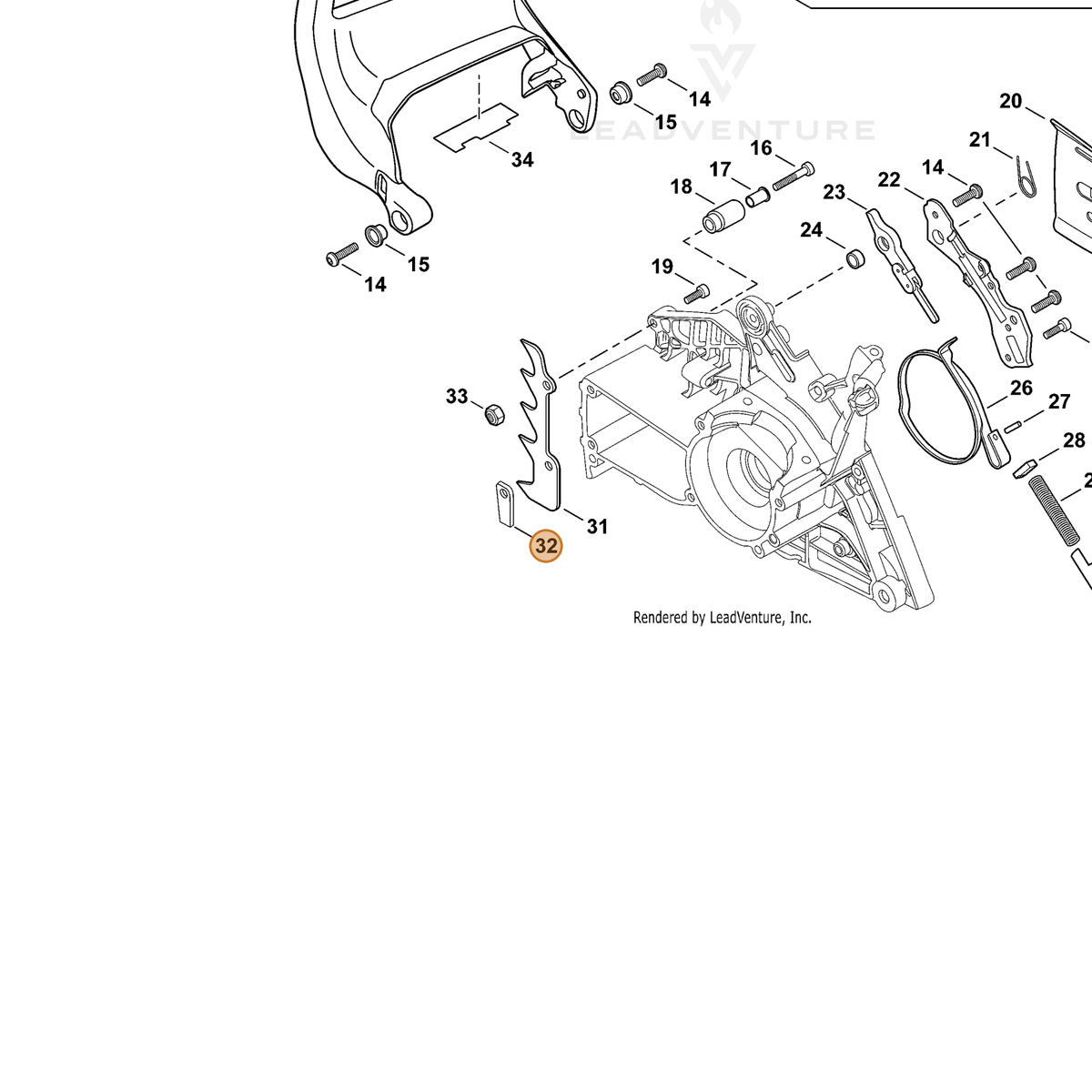 ECHO part V376001890 — IPL diagram snippet (6x zoom, amber highlight)