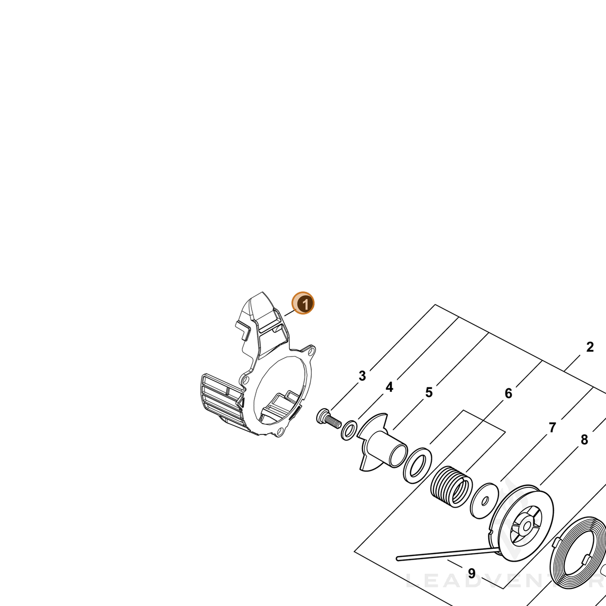 ECHO part V376002611 — IPL diagram snippet (6x zoom, amber highlight)