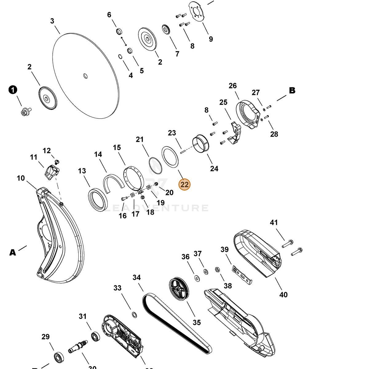 ECHO part V376002920 — IPL diagram snippet (6x zoom, amber highlight)