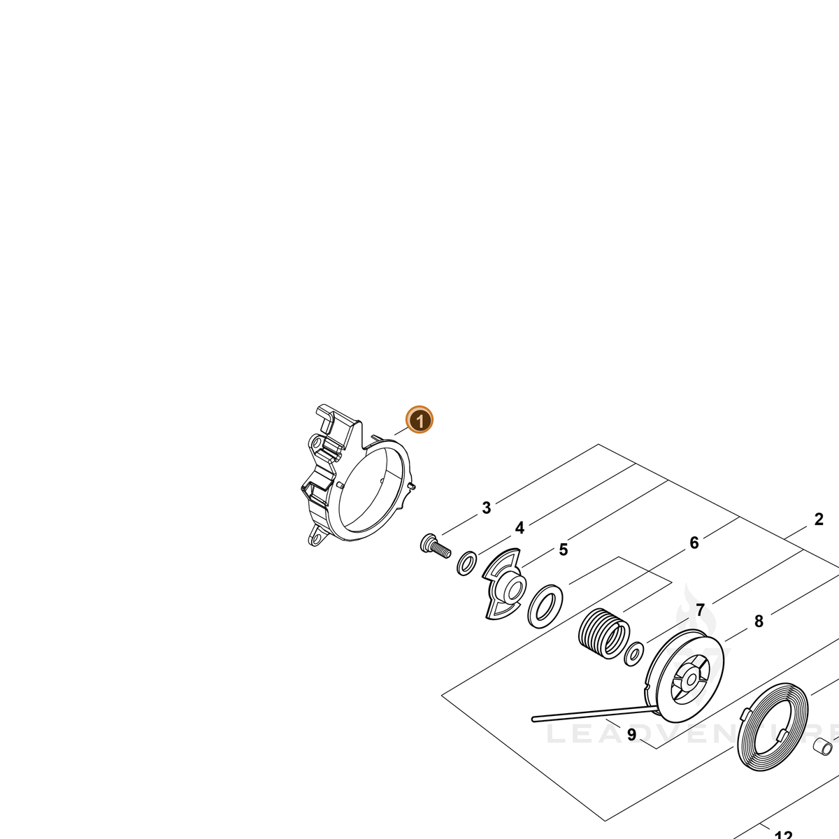 ECHO part V376002950 — IPL diagram snippet (6x zoom, amber highlight)