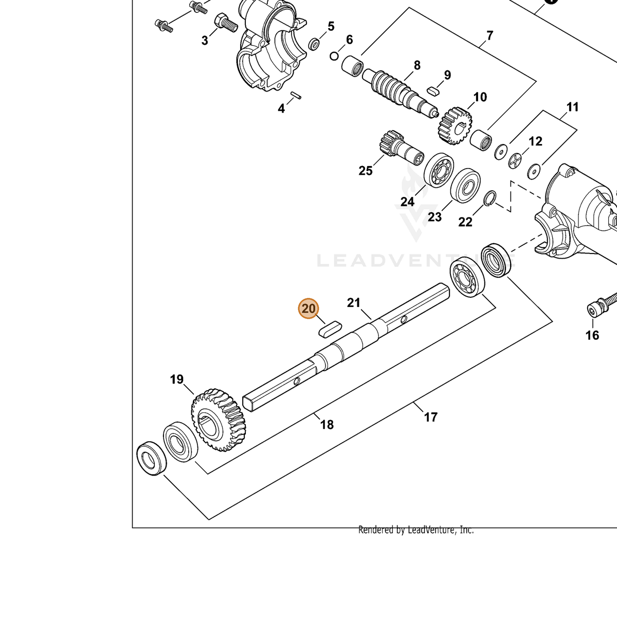 ECHO part V381000000 — IPL diagram snippet (6x zoom, amber highlight)