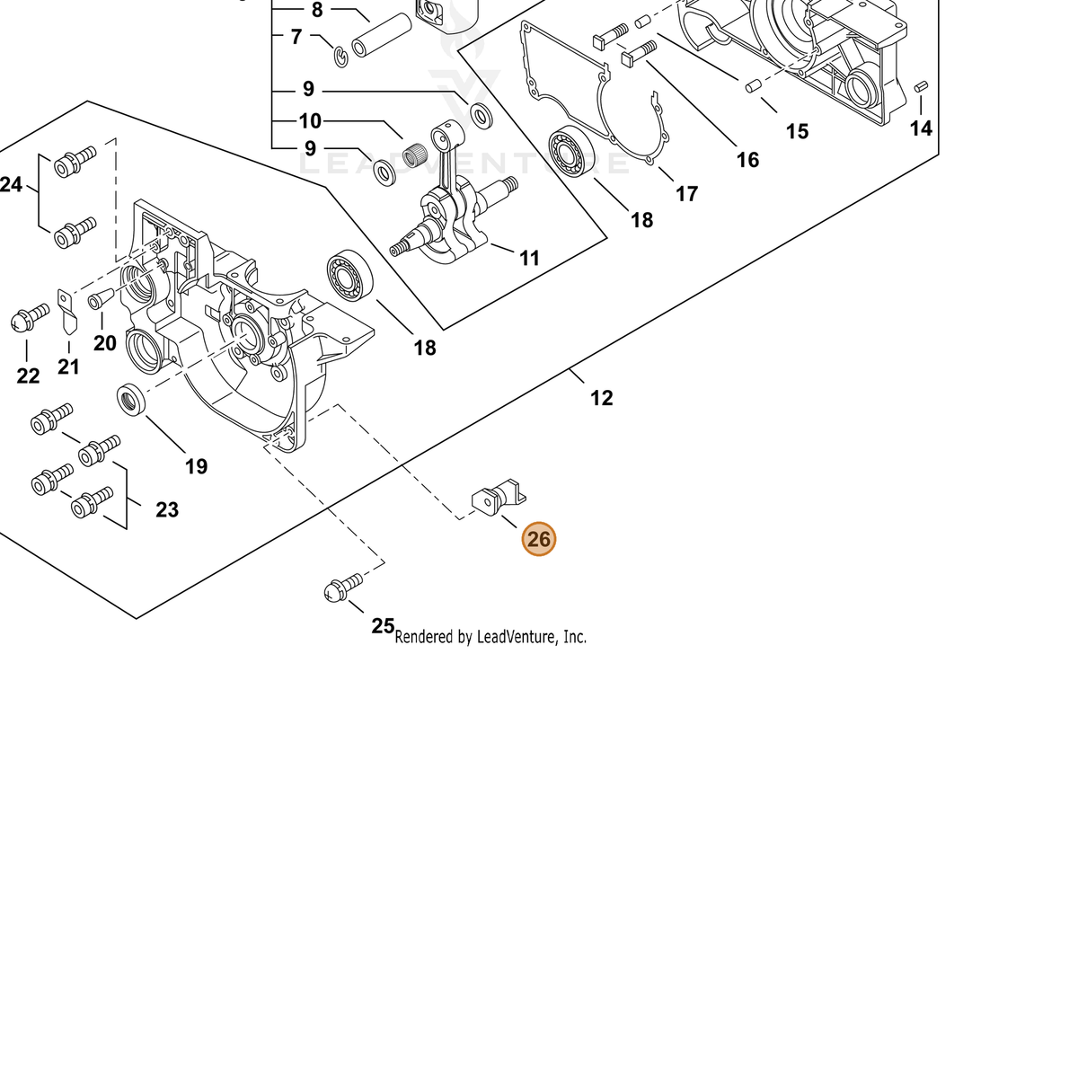 ECHO part V401000060 — IPL diagram snippet (6x zoom, amber highlight)