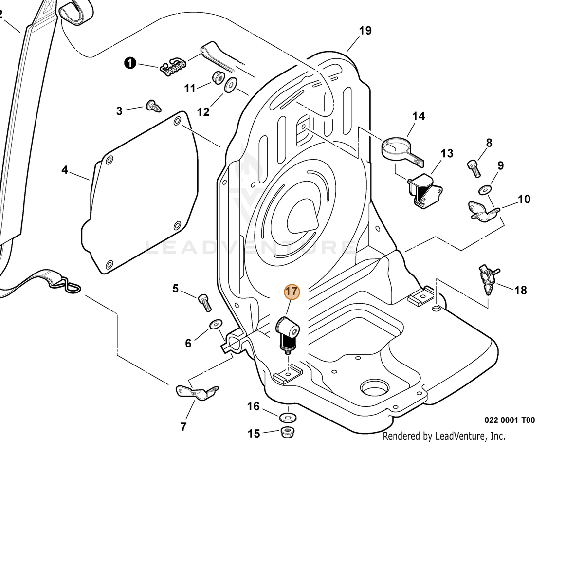 ECHO part V401000070 — IPL diagram snippet (6x zoom, amber highlight)