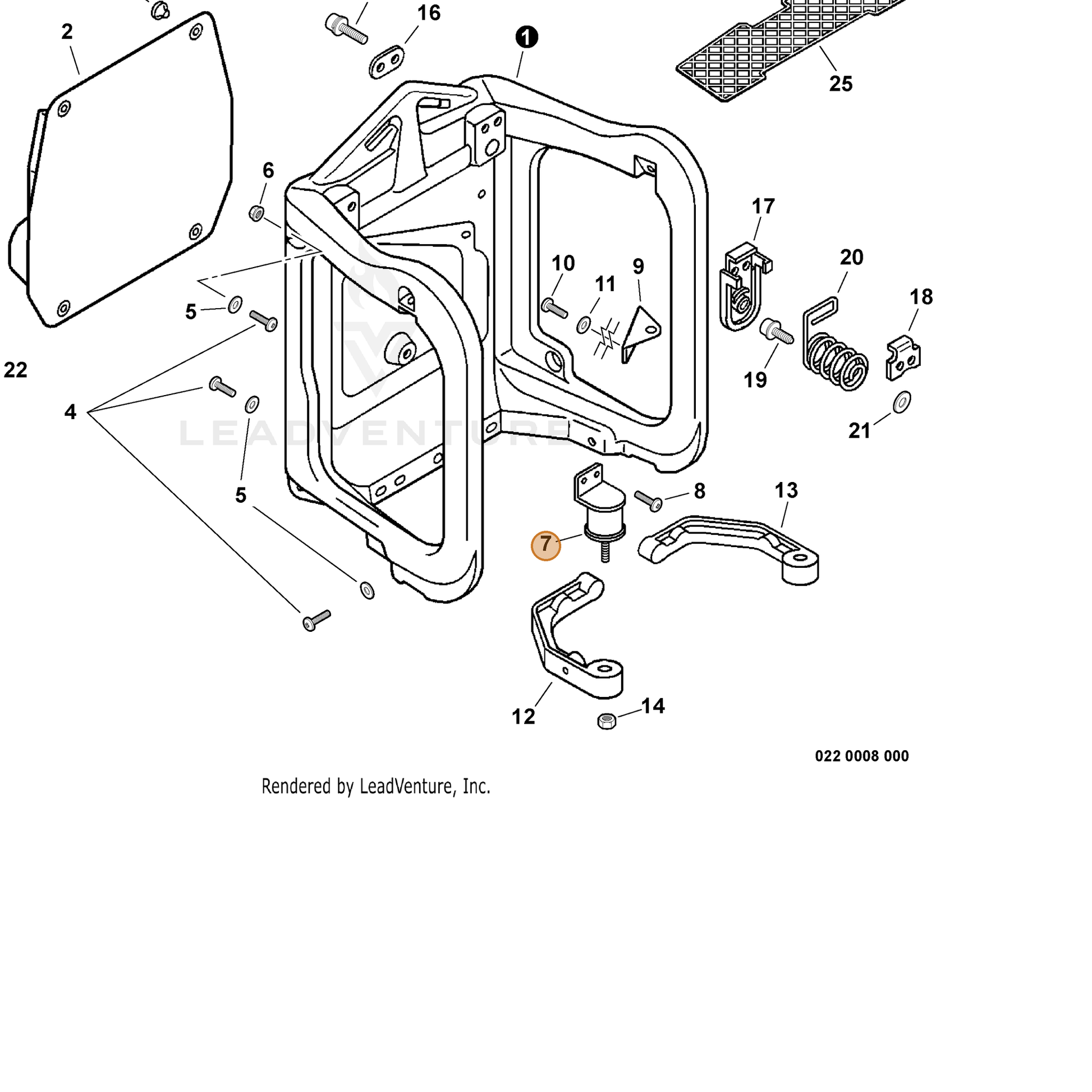ECHO part V401000100 — IPL diagram snippet (6x zoom, amber highlight)
