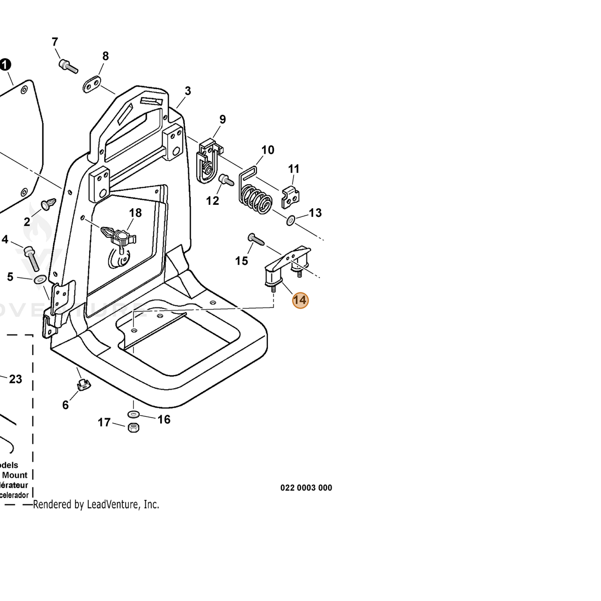 ECHO part V401000110 — IPL diagram snippet (6x zoom, amber highlight)