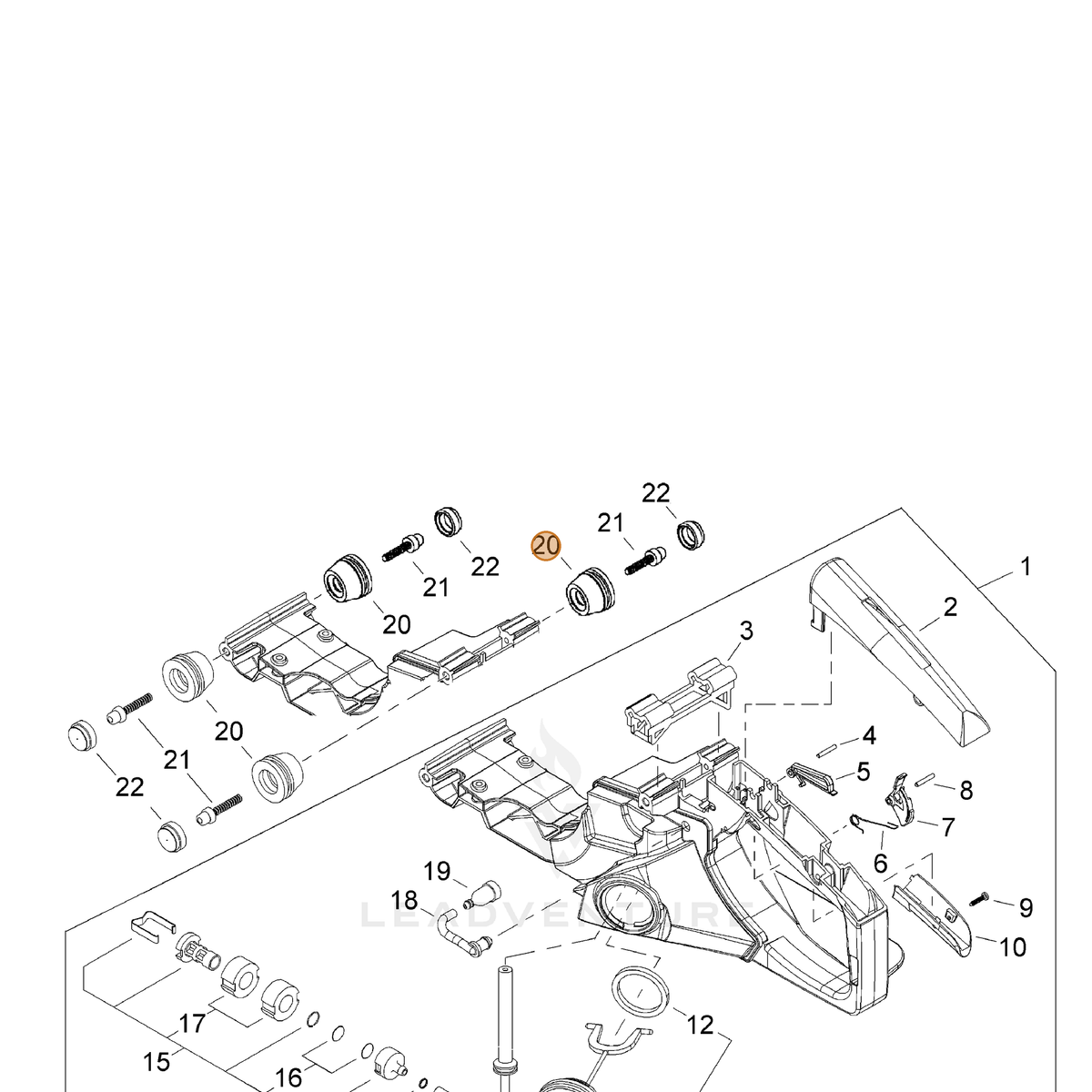 ECHO part V401000340 — IPL diagram snippet (6x zoom, amber highlight)