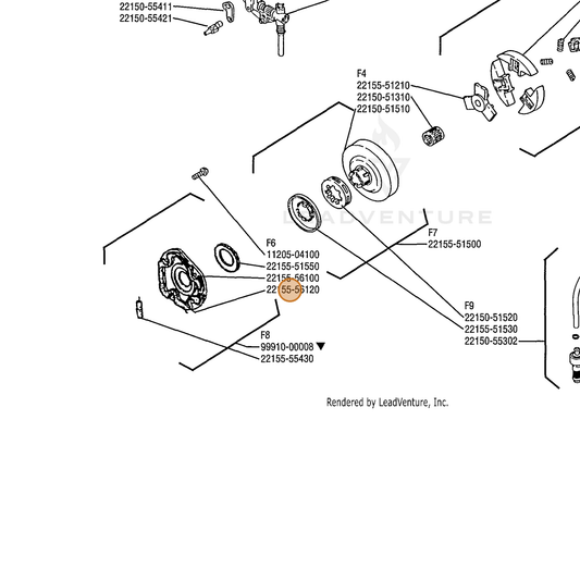 Echo part V418000030 — IPL diagram snippet (6x zoom, amber highlight)