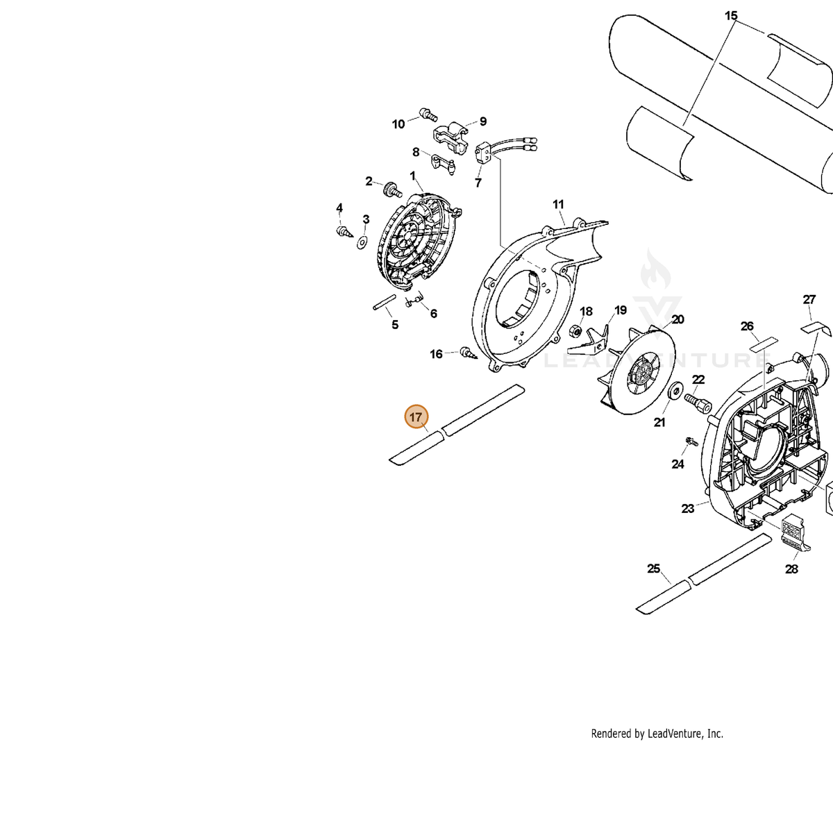ECHO part V420000160 — IPL diagram snippet (6x zoom, amber highlight)