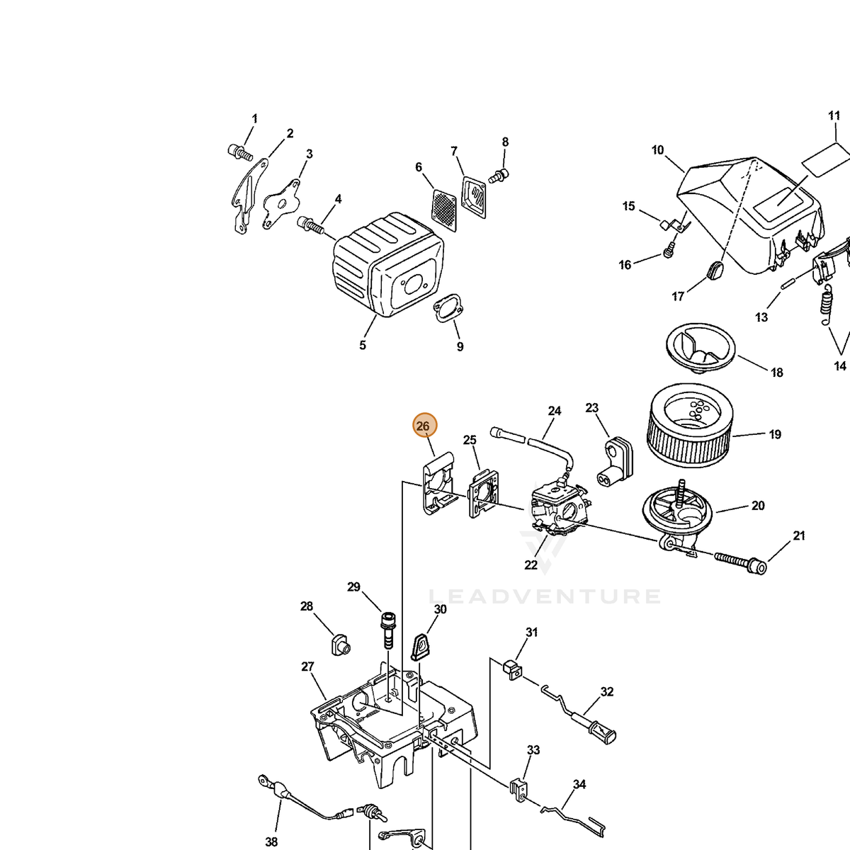 ECHO part V420000321 — IPL diagram snippet (6x zoom, amber highlight)