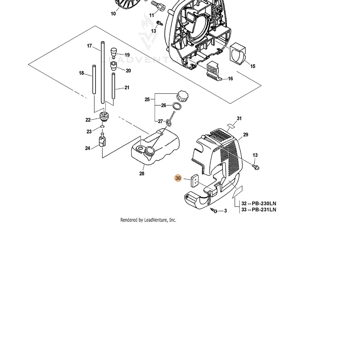 ECHO part V420000390 — IPL diagram snippet (6x zoom, amber highlight)