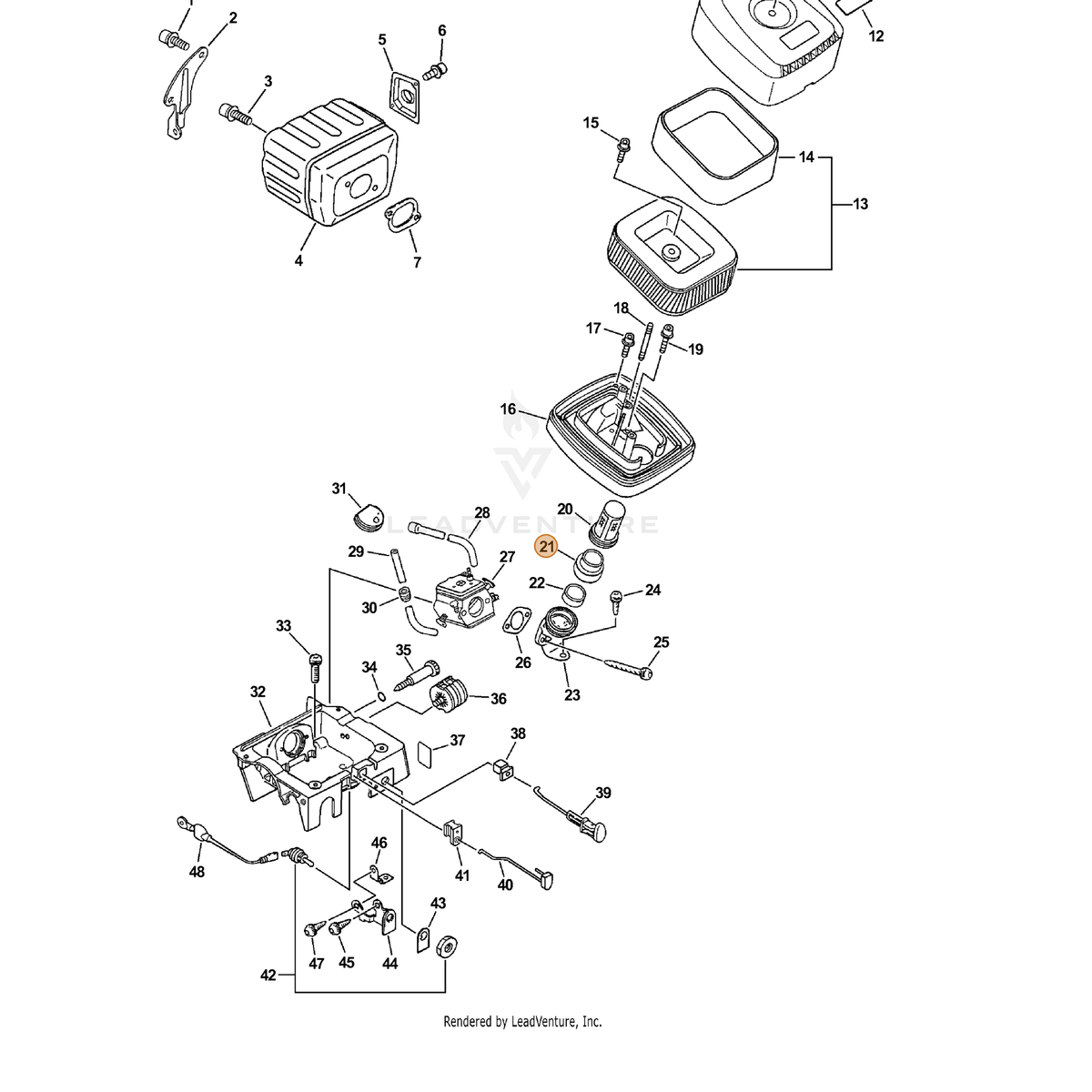 ECHO part V420000691 — IPL diagram snippet (6x zoom, amber highlight)