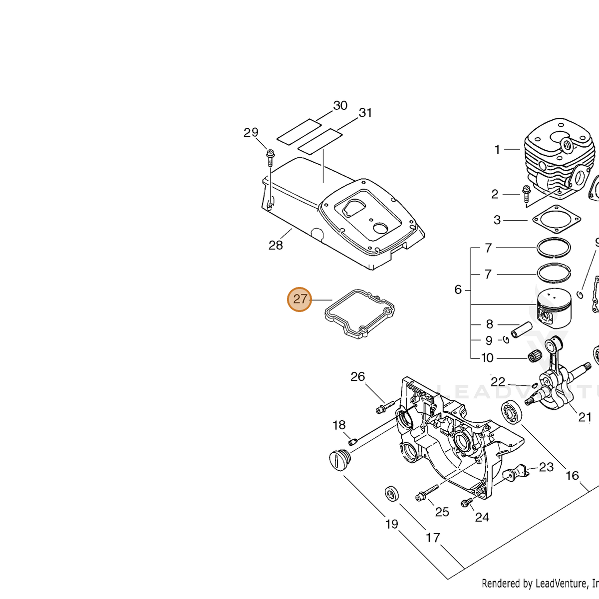 ECHO part V420000701 — IPL diagram snippet (6x zoom, amber highlight)