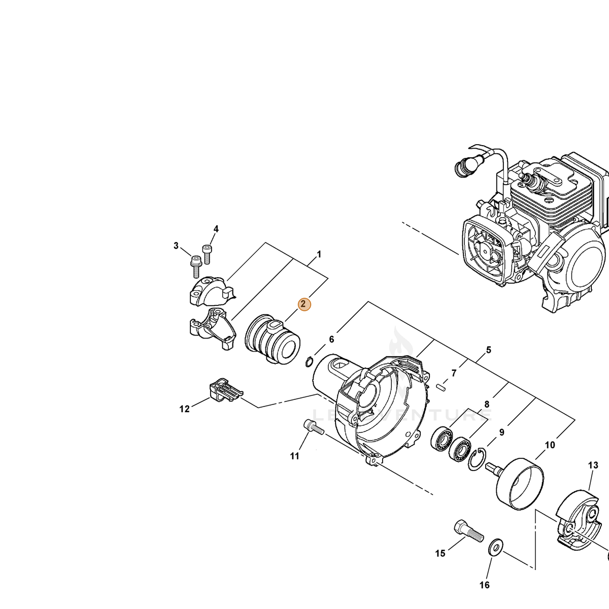 ECHO part V420001081 — IPL diagram snippet (6x zoom, amber highlight)